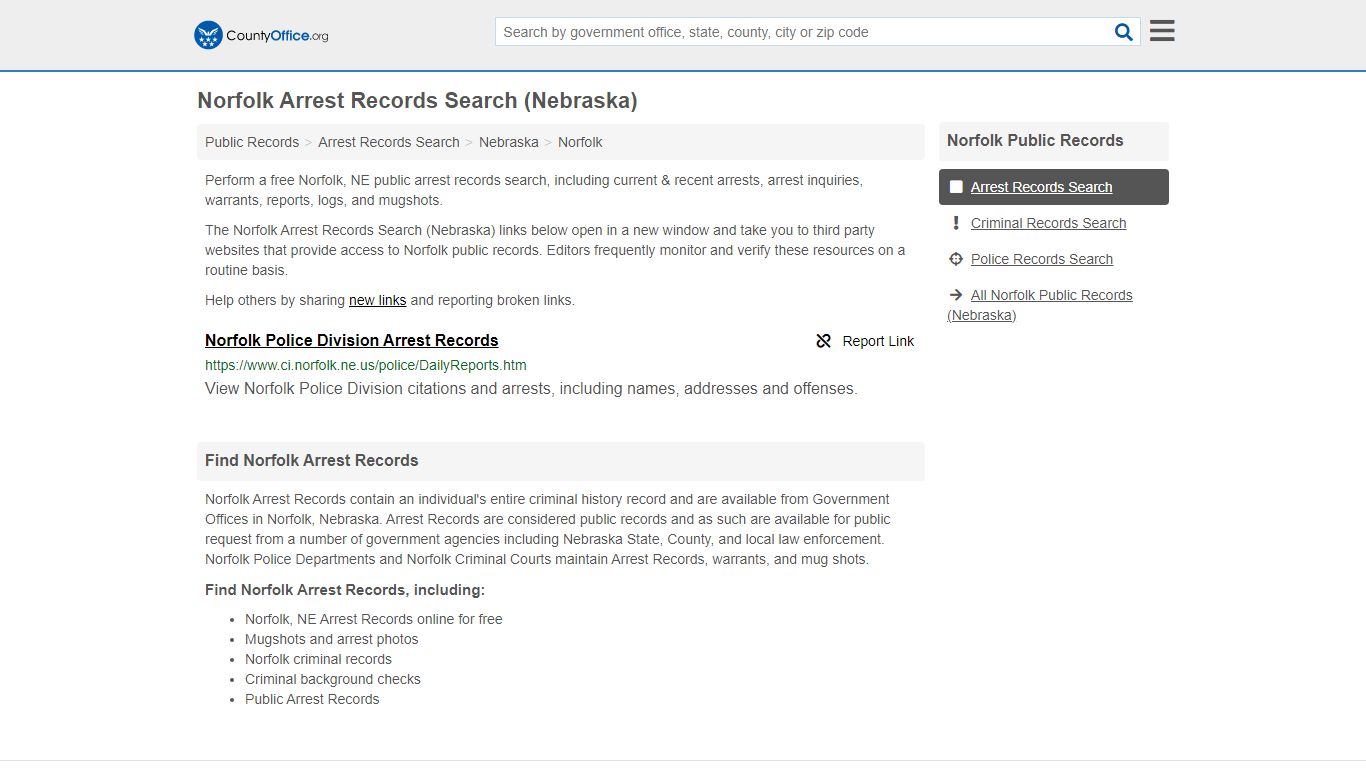 Arrest Records Search - Norfolk, NE (Arrests & Mugshots) - County Office